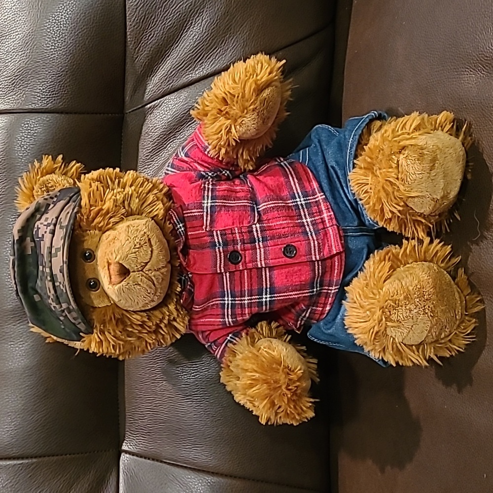 Build-a-Bear Shaggy Teddy Lumberjack 17" Excellent